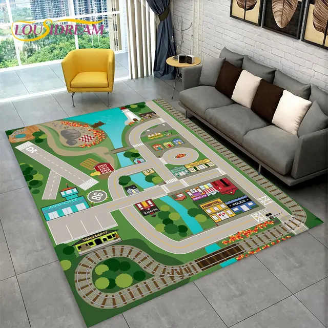 Dětský hrací koberec s motivem města a silnic - 8, 40x60cm