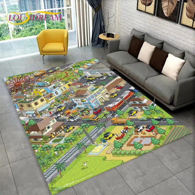 Dětský hrací koberec s motivem města a silnic - 9, 80x120cm