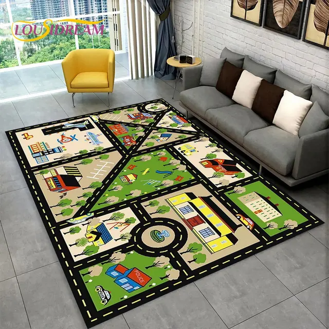 Dětský hrací koberec s motivem města a silnic - 11, 80x120cm