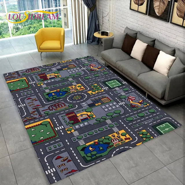 Dětský hrací koberec s motivem města a silnic - 13, 100x150cm