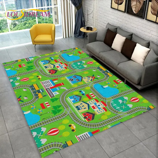 Dětský hrací koberec s motivem města a silnic - 15, 100x120cm