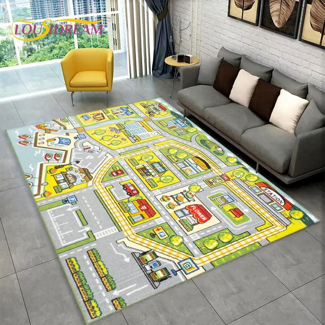 Dětský hrací koberec s motivem města a silnic - 19, 200x160cm
