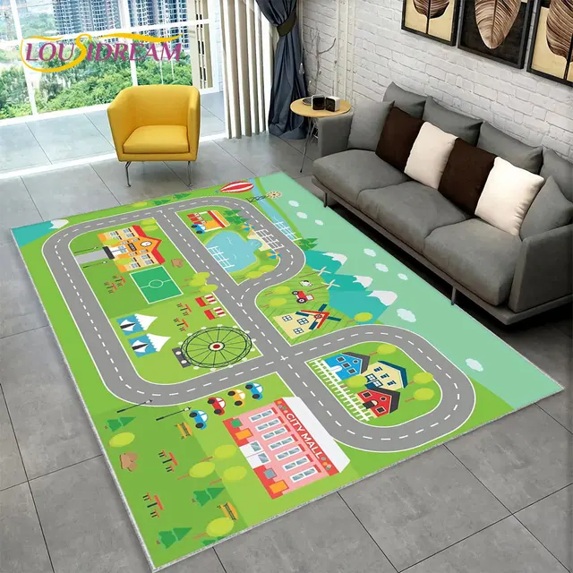 Dětský hrací koberec s motivem města a silnic - 20, 40x60cm