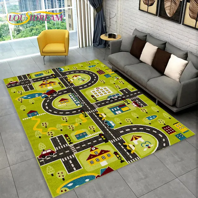 Dětský hrací koberec s motivem města a silnic - 24, 120x160cm