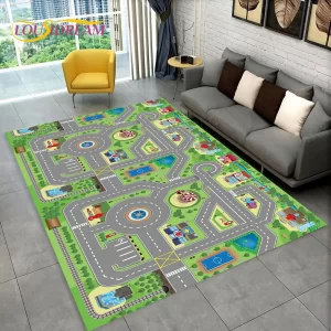 Dětský herní koberec s motivem silnice