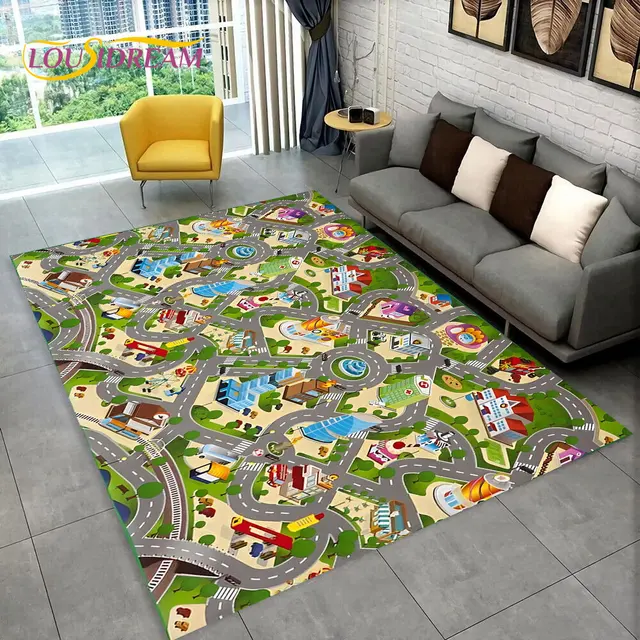 Dětský hrací koberec s motivem silnice - 1, 80x120cm