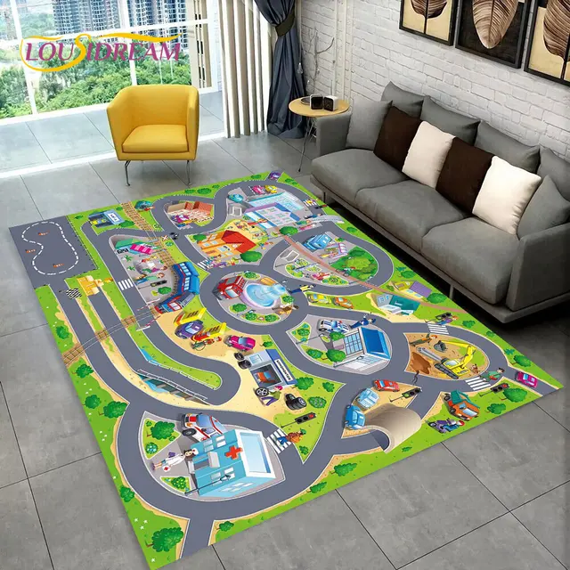 Dětský hrací koberec s motivem silnice - 2, 100x120cm