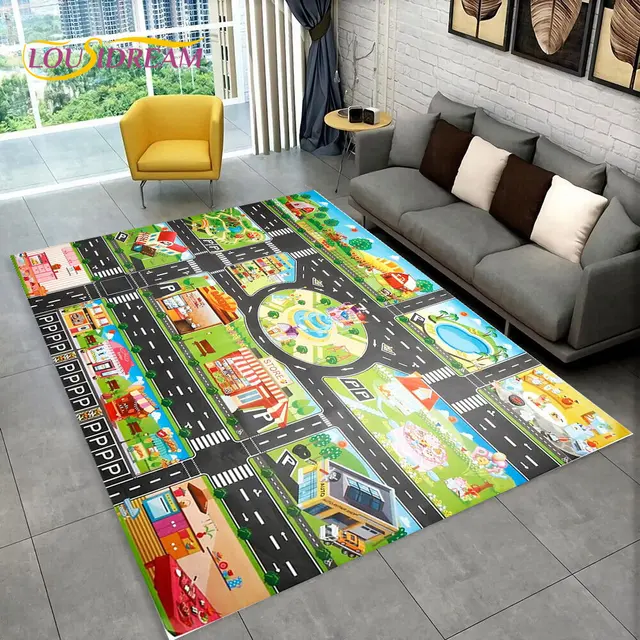 Dětský hrací koberec s motivem silnice - 4, 100x150cm