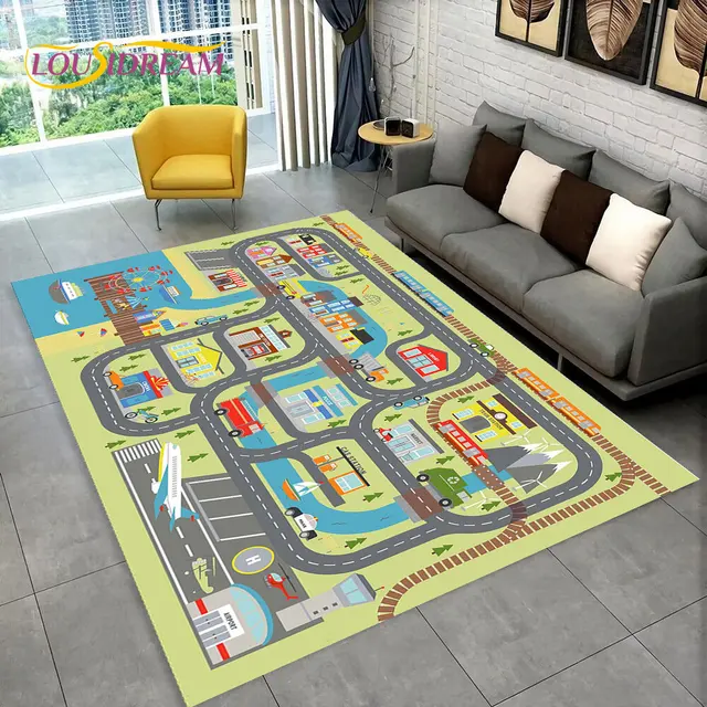 Dětský hrací koberec s motivem silnice - 14, 100x150cm