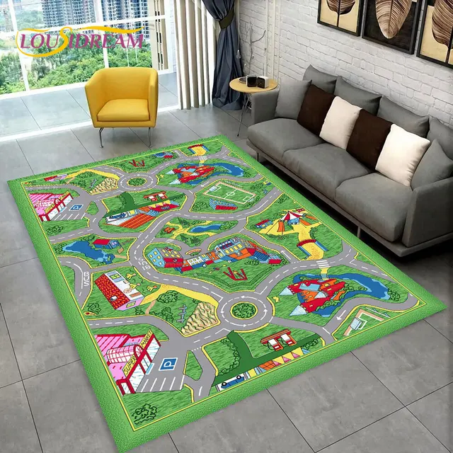 Dětský hrací koberec s motivem silnice - 13, 100x150cm