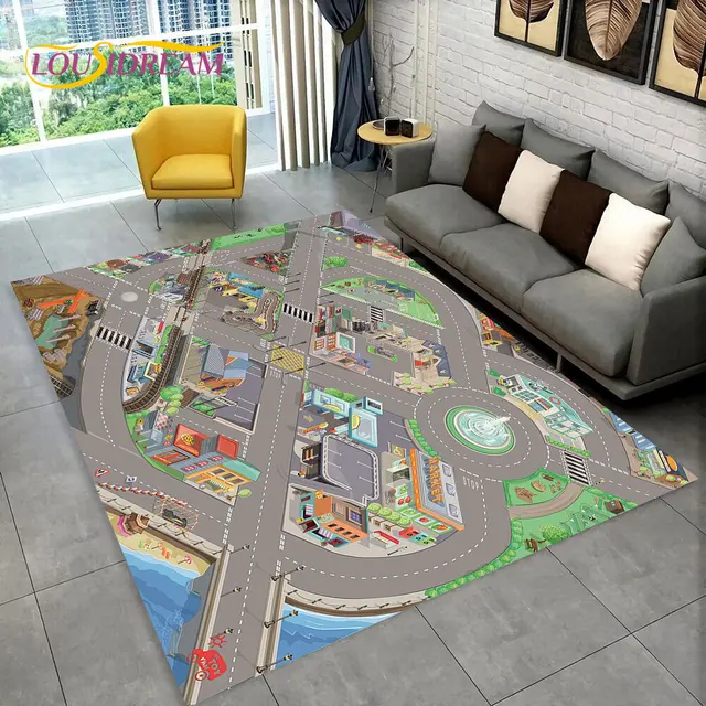 Dětský hrací koberec s motivem silnice - 27, 100x120cm