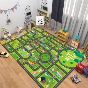 Dětský protiskluzový koberec s mapou pro hraní