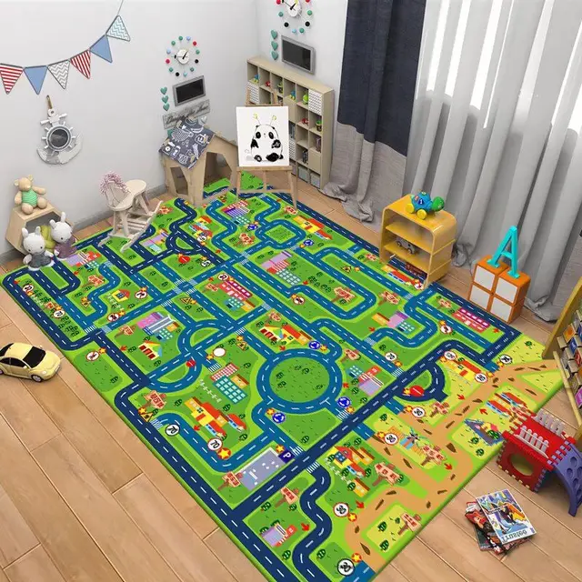 Dětský protiskluzový koberec s mapou pro hraní - V, 60x90cm