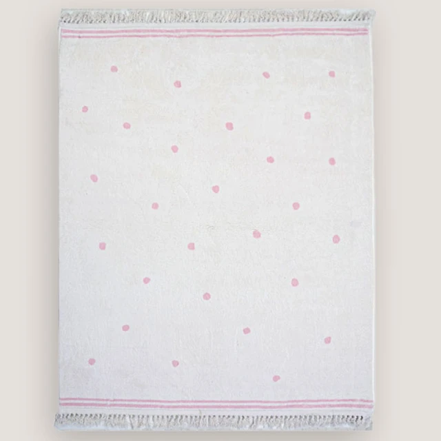 Koberec do dětského pokoje s třásněmi a puntíky - Růžová-A, 160 x 230 cm
