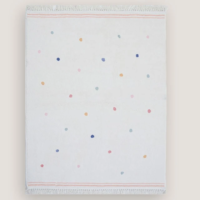 Koberec do dětského pokoje s třásněmi a puntíky - Barevné-A, 140 x 200 cm