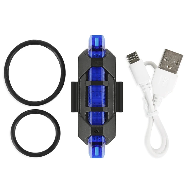 Zadní LED světlo na kolo - USB nabíjení - Modrá