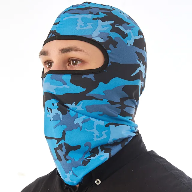 Letní ochranná maska na kolo s UV filtrem - Modrá kamufláž