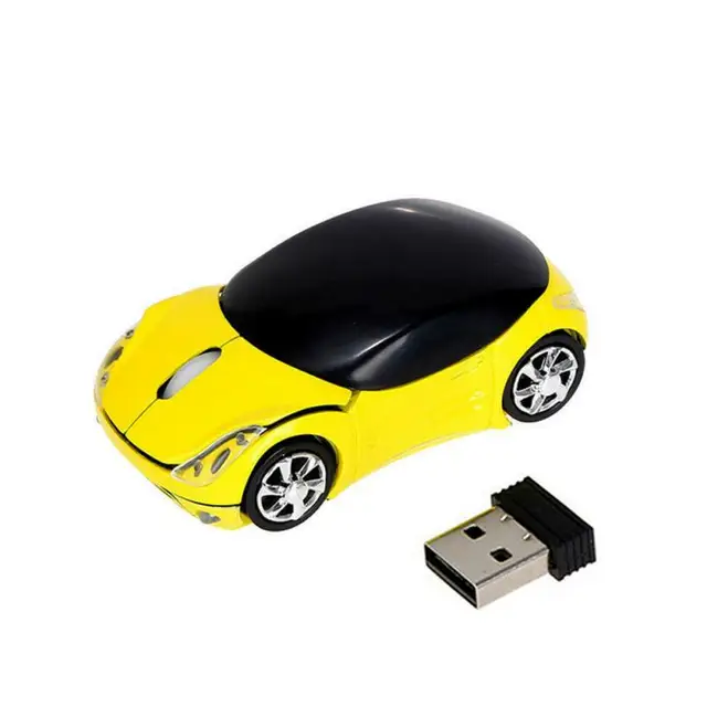 Myš auto | bezdrátová myš - žlutá