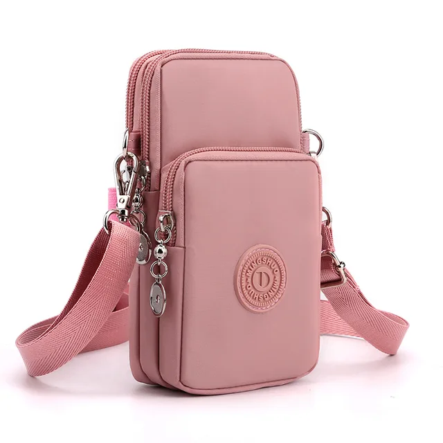 Nylonová mini kabelka přes rameno 17 x 5 x 9 cm - růžový