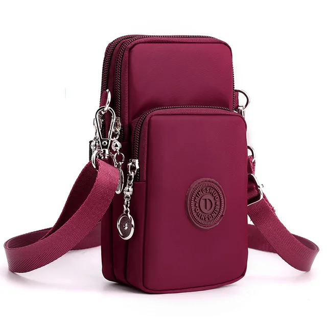 Nylonová mini kabelka přes rameno 17 x 5 x 9 cm - Červené víno