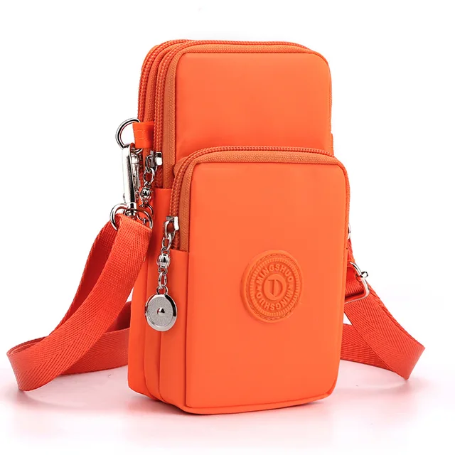 Nylonová mini kabelka přes rameno 17 x 5 x 9 cm - oranžový