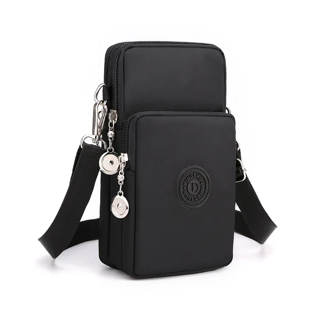 Nylonová mini kabelka přes rameno 17 x 5 x 9 cm - Černá