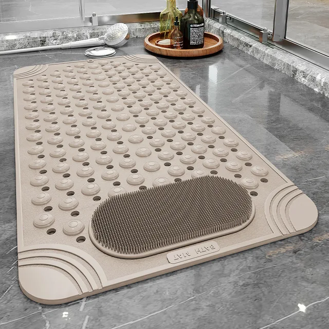 Protiskluzová masážní koupelnová podložka s otvory na vodu - Béžová, 36x70cm
