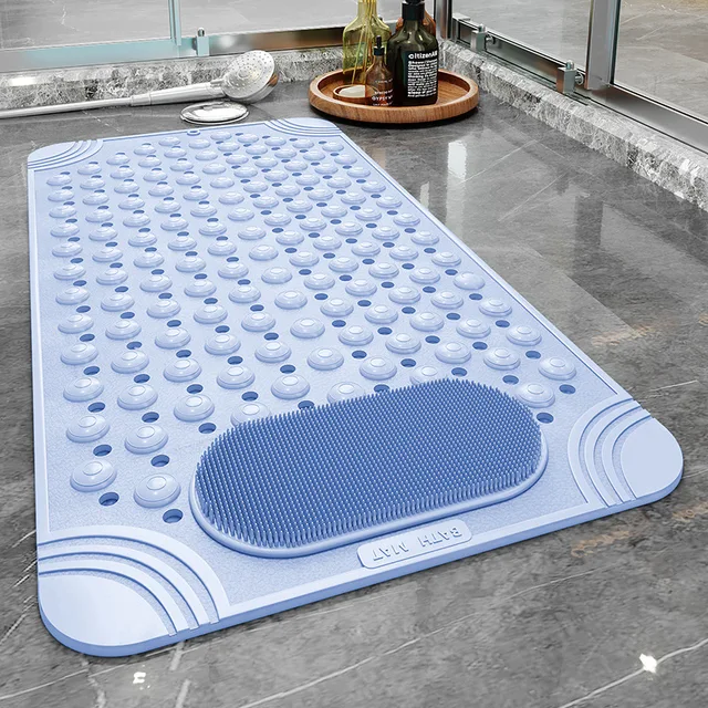 Protiskluzová masážní koupelnová podložka s otvory na vodu - Modrá, 50x80cm