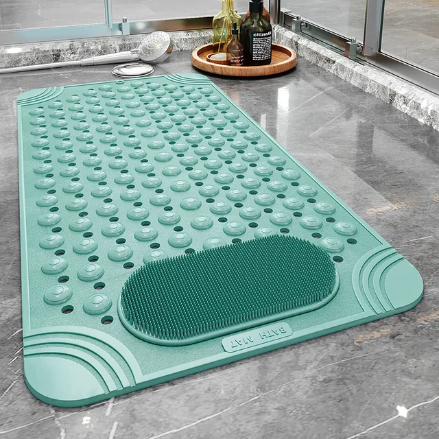 Protiskluzová masážní koupelnová podložka s otvory na vodu - Zelená, 50x80cm