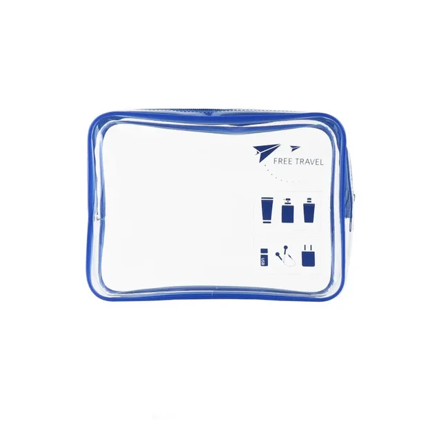 Transparentní kosmetická cestovní taška - modrý