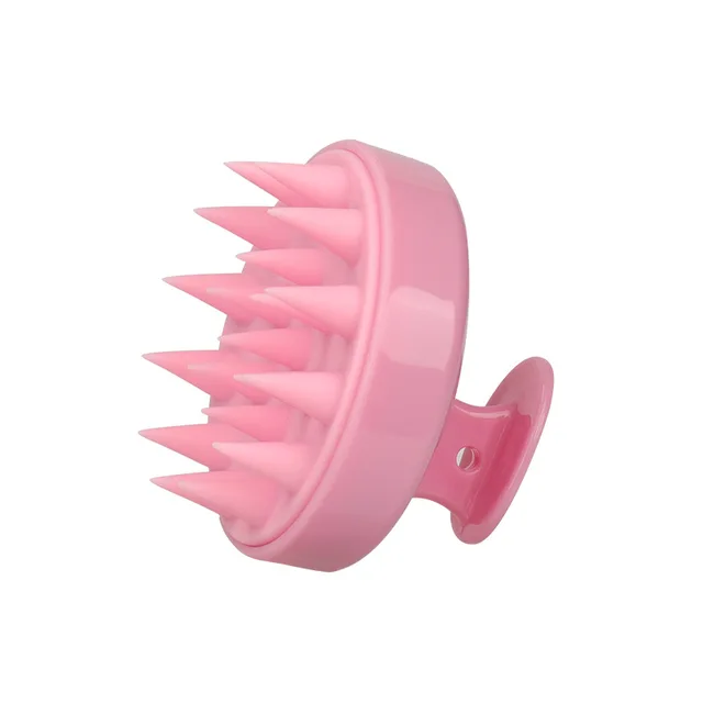 Silikonový masážní hřeben pro mytí vlasů a masáž hlavy - růžový