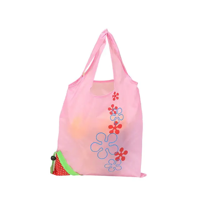 Skládací nákupní taška | ekologická taška, styl jahoda - růžový