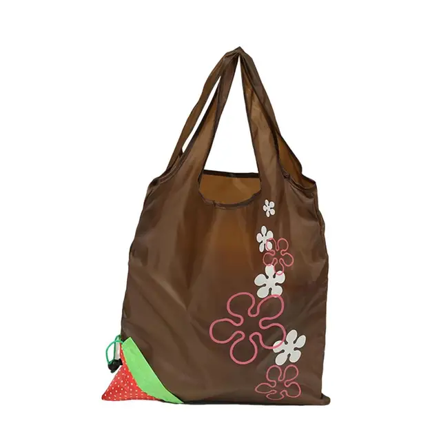 Skládací nákupní taška | ekologická taška, styl jahoda - káva
