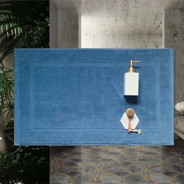 Luxusní bavlněná předložka do koupelny - Modrá, 40x60cm