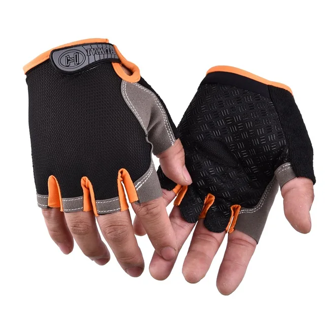Cyklistické prodyšné rukavice - Normální oranžová, L