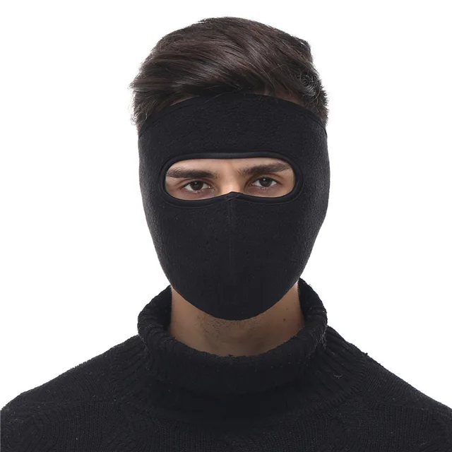 Zimní fleecová čepice s maskou - Černá bez brýlí