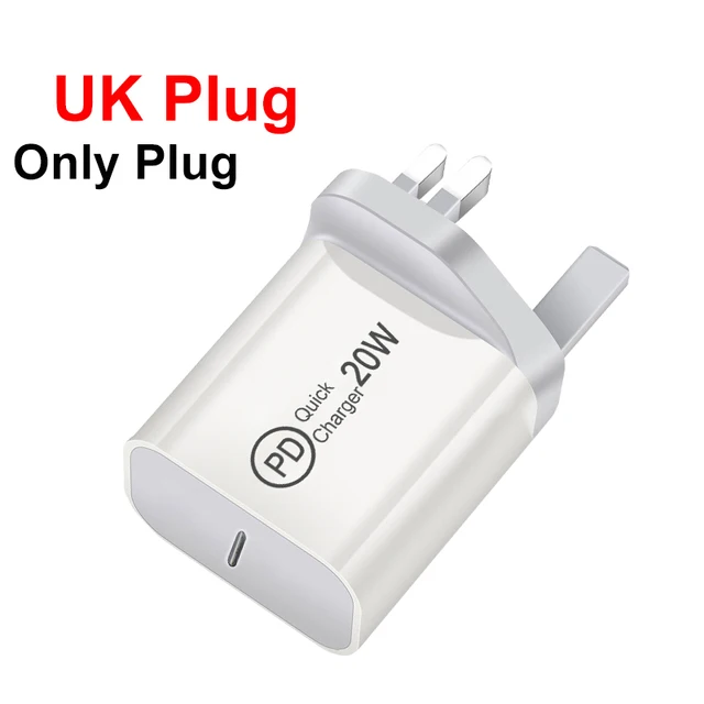 20W PD USB-C rychlá nabíječka pro iPhone a Samsung - UK zástrčka