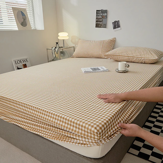 Bavlněné prostěradlo s gumovým okrajem pro manželskou postel - Styl 07, 2x povlak na polštář 48x74