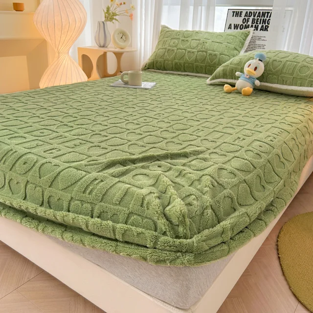 Sametový chránič matrace Dreamreal kostkovaný styl - Letter-Green, Rozměry 90 x 200 x 30 cm