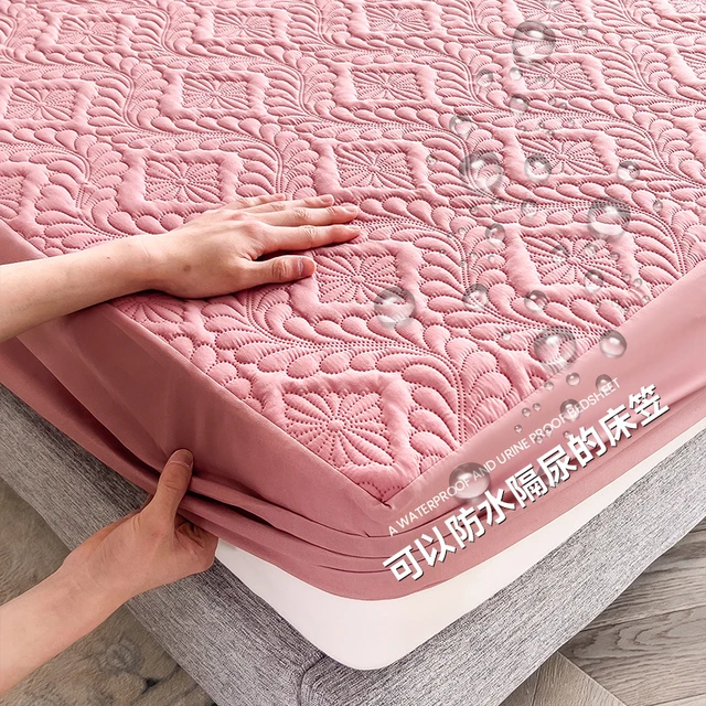 Vodotěsný matracový kryt pro pohodlný spánek - Tmavě růžová, 2x povlak na polštář 48x74 cm