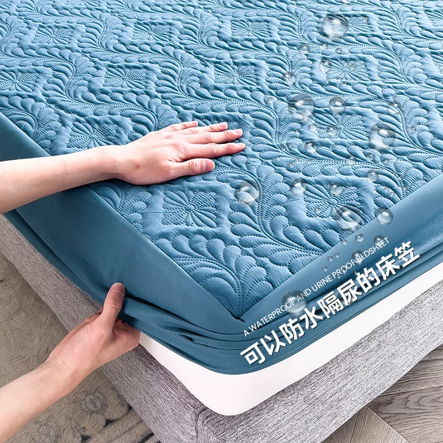 Vodotěsný matracový kryt pro pohodlný spánek - Achát modrý, 2x povlak na polštář 48x74 cm