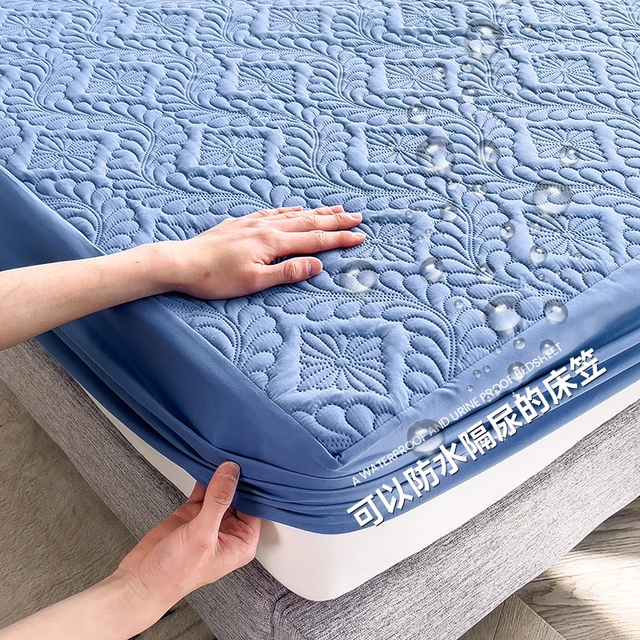 Vodotěsný matracový kryt pro pohodlný spánek - modrý, 2x povlak na polštář 48x74 cm