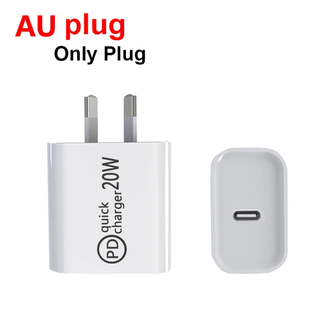 Duální rychlonabíječka USB-C 20W pro mobilní telefony - Zástrčka AU