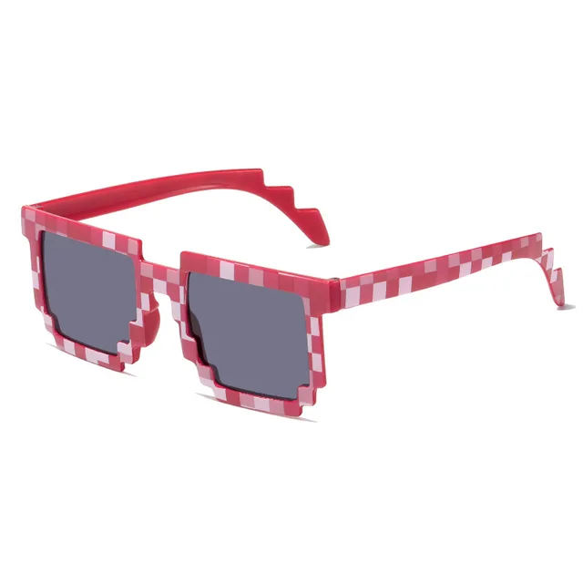 Pixelové sluneční brýle Thug Life pro děti a dospělé - Červené