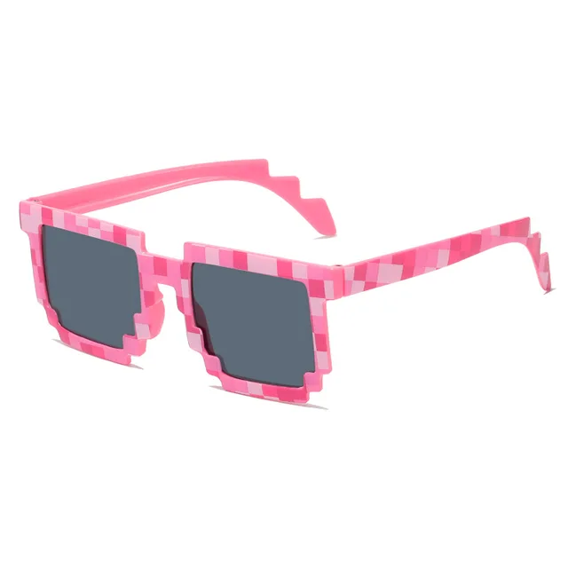 Pixelové sluneční brýle Thug Life pro děti a dospělé - růžový