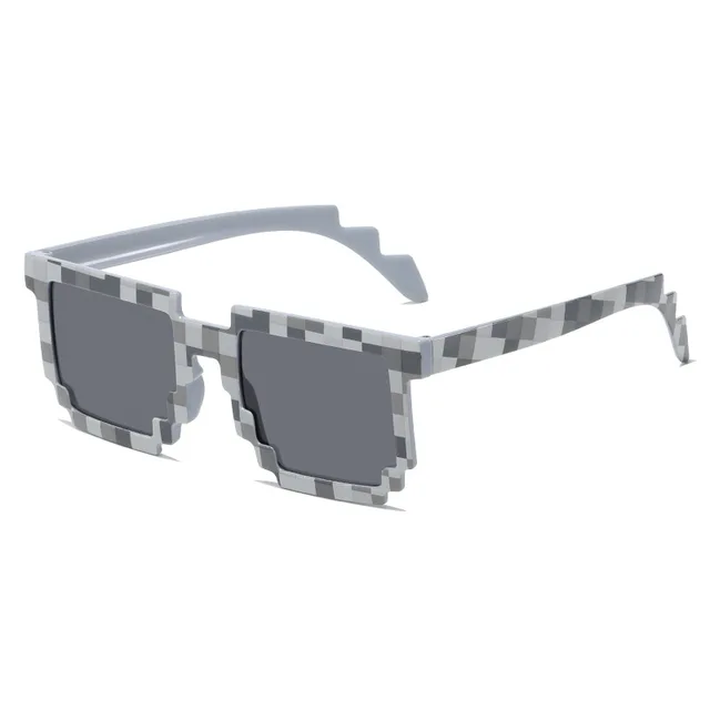Pixelové sluneční brýle Thug Life pro děti a dospělé - Stříbrný