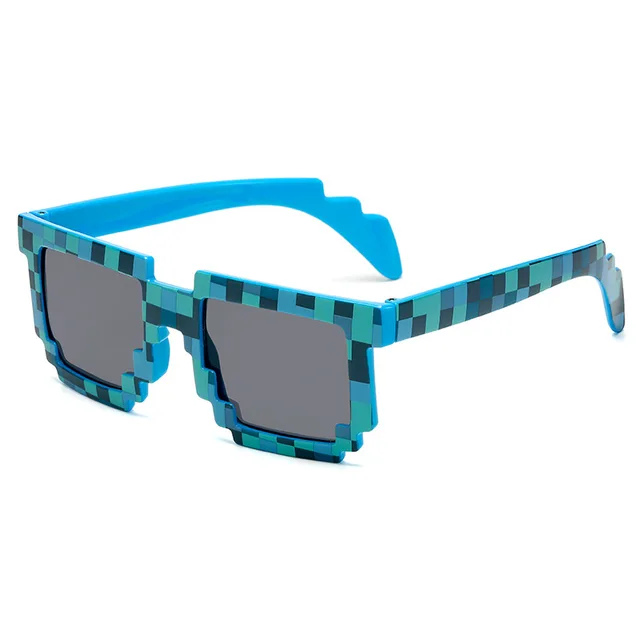 Pixelové sluneční brýle Thug Life pro děti a dospělé - modrý