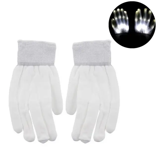Svítící rukavice | party rukavice se světlem, styl kostra - 1 ks - Bílá