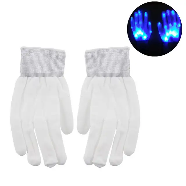 Svítící rukavice | party rukavice se světlem, styl kostra - 1 ks - Modrá