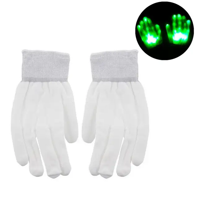 Svítící rukavice | party rukavice se světlem, styl kostra - 1 ks - Zelená